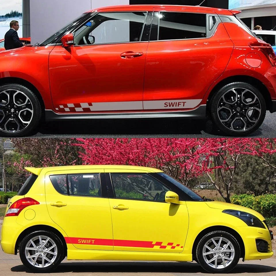 Auto Door Side Decals for Suzuki Swift Car Skirt Stripes Vinyl Sport Styling Car Foto 4 de 4