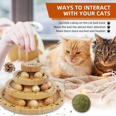Cat Ball Track Toy,Kitty Toys Roller,3-Level Ball Tower with 9 Removable  Ball... | eBay