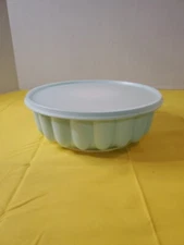 VTG LIGHT BLUE TUPPERWARE #1202-2 JELLO MOLD RING, LID & BASE #1202-2 & 1203-4.