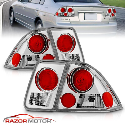 For 2001 2002 2003 2004 2005 Honda Civic Sedan Chrome Tail Lights