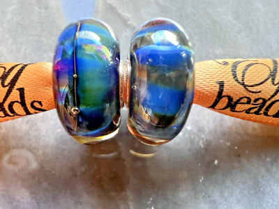   Elfbeads 2x  Warm Ocean Double Zebra  Passt Trollbeads Pandora Redbalifrog
