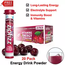 20 Pack Zipfizz Healthy Energy Drink Mix 3in1, Multi-Vitamins, Sugar-Free Cherry
