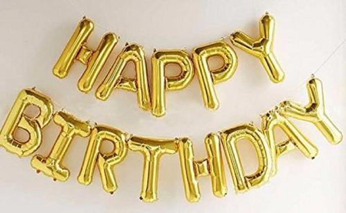 Happy Birthday Gold Balloon Banner with Tissue Paper Pom Poms - Easy DIY NEW - Picture 3 of 7