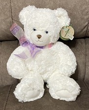 First and Main Teddy Bear Dena White Plush Lovey Toy 1786 14"