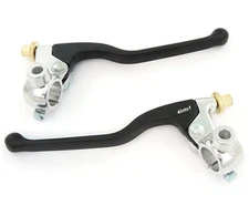 Honda GP Lever Set w/ Mirror Mount - Clutch + Drum Brake - Chrome & Black - 7/8"