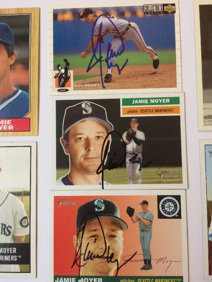 Jamie Moyer Autographed card Rookie Topps Heritage Bowman Cubs Mariners Phillies - Image 3 of 4