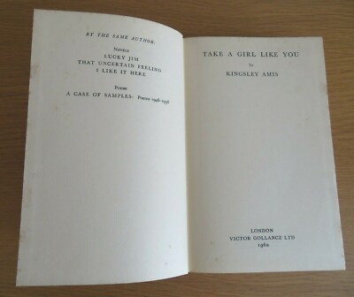Take A Girl Like You Kingsley Amis Hardback 1st 1960 Victor Gollancz
