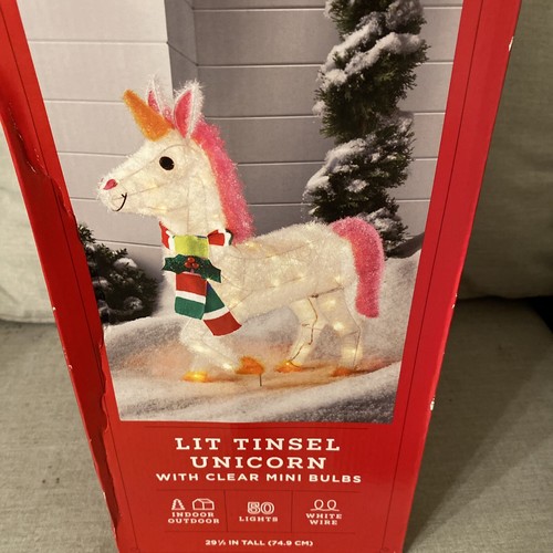 Target Wondershop 29.5" Tinsel Lit Unicorn Outdoor Christmas Yard Decoration - Picture 2 of 3