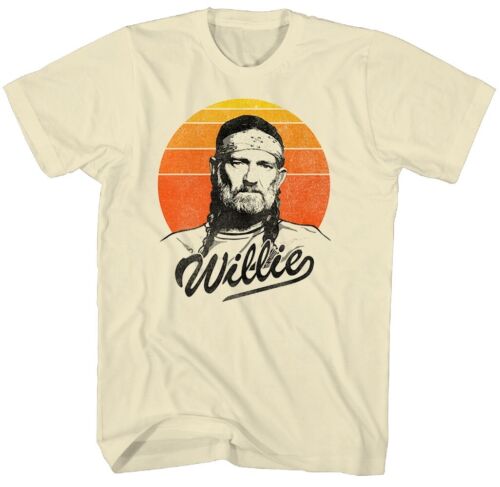 Willie Nelson Sunset Gradient T Shirt Mens Licensed Rock N Roll Band Tee Sand