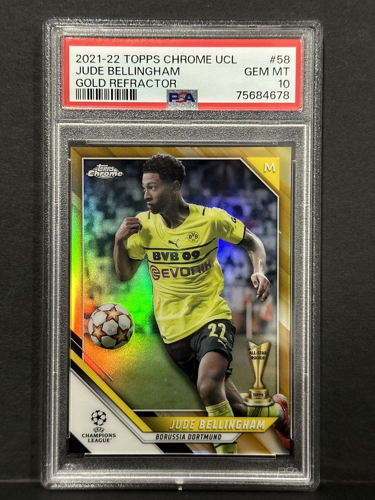 2021-22 Topps Chrome UCL All-Star Rookie Jude Bellingham Gold /50 PSA Gem 10