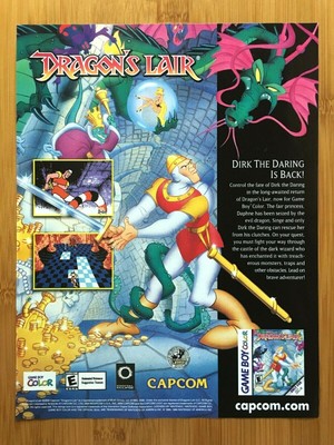 Dragon S Lair Game Boy Color 00 Vintage Print Ad Poster Official Don Bluth Art Ebay