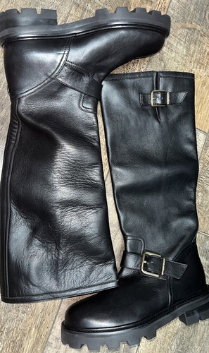 New Nwob Jimmy Choo Women's BIKER II TALL Black Leather Knee-High Boots, 36 - Picture 7 of 7