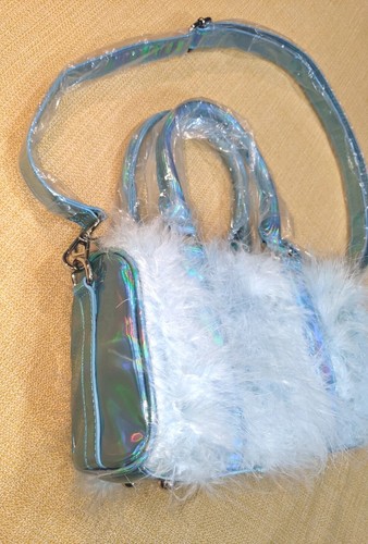 Sugar Thrillz Blue Fluffy Mini Handbag. New. Holographic Kawaii. Festival. Rave - Picture 2 of 12