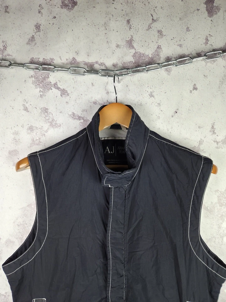 Vintage Armani Jeans Vest Jacket AJ Luxury Big Logo Nylon Mens Italy Size M - Image 3 of 4