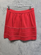 New J. Crew Mini Skirt Womens Size 6 Back Zip Jersey Knit Waistband Red