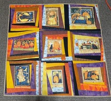 Halloween Throw Quilt Or Wall Hanging 35.5in X 36in Witch Pumpkin Scarecrow Fall