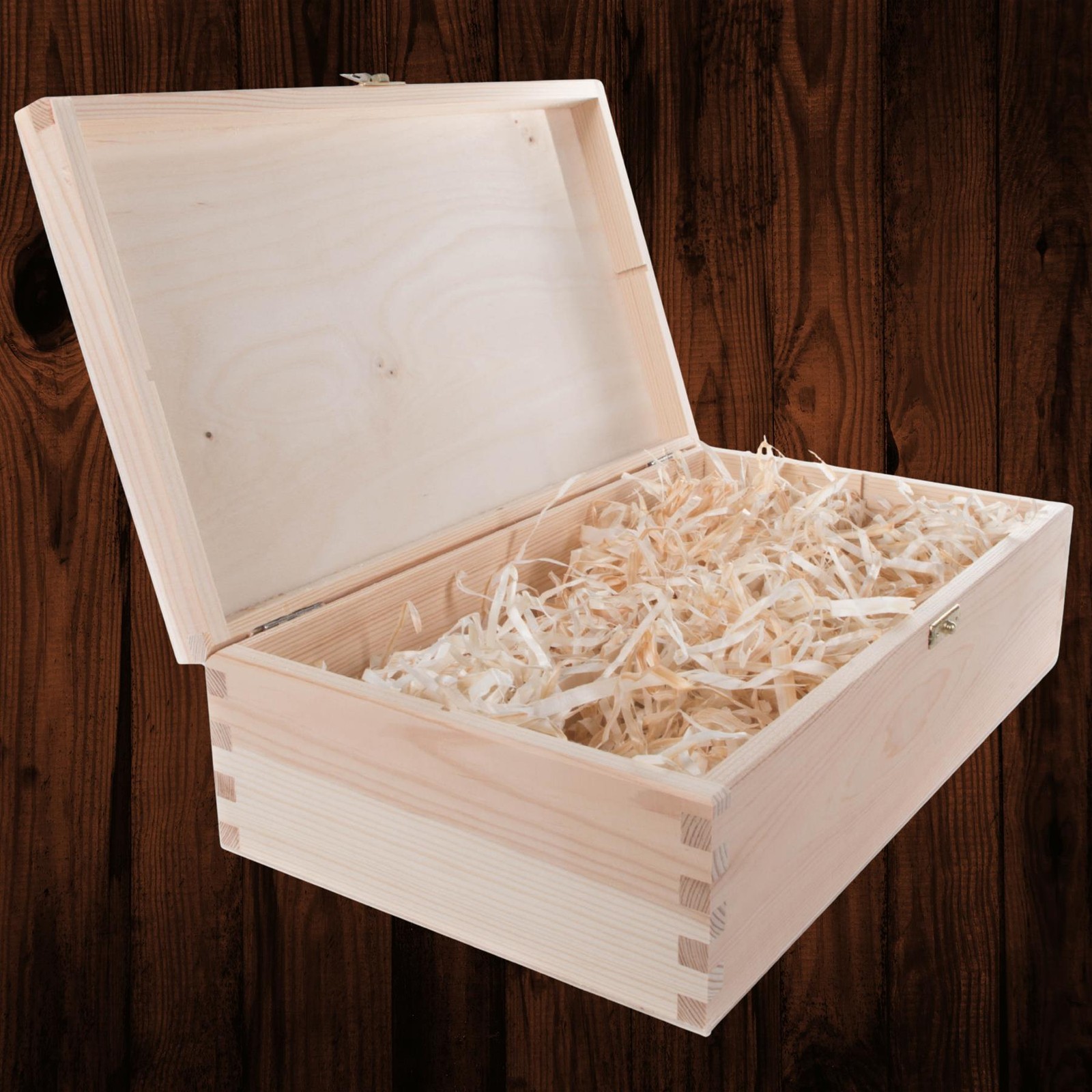 Wooden Wine Box Gift Holder 2 Bottle Carrier Case | Wood Wool Filling Incl.