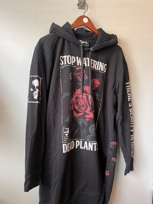 Killstar Dead Rose Long Pullover Hoodie Size Large Unisex Goth Punk Grunge