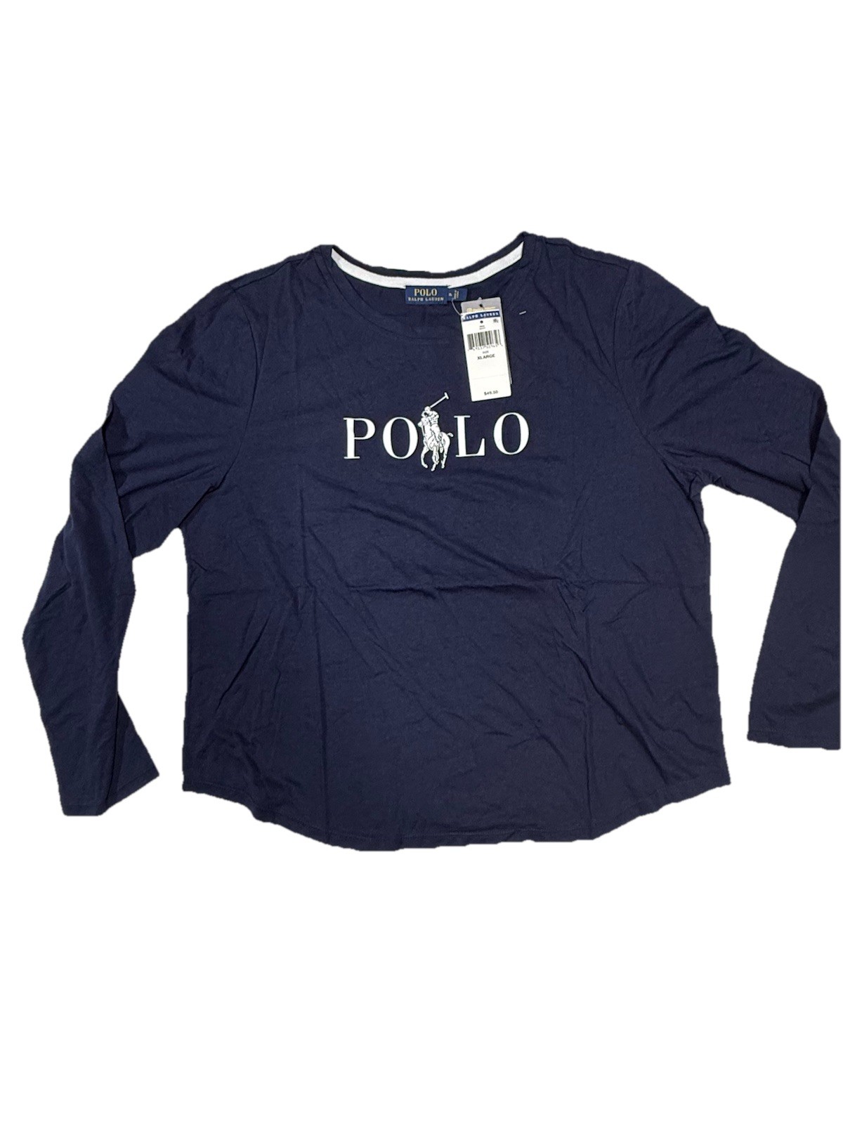 NWT Polo Ralph Lauren Women’s Long Sleeve Tee T Shirt Blue Big Pony 49.50