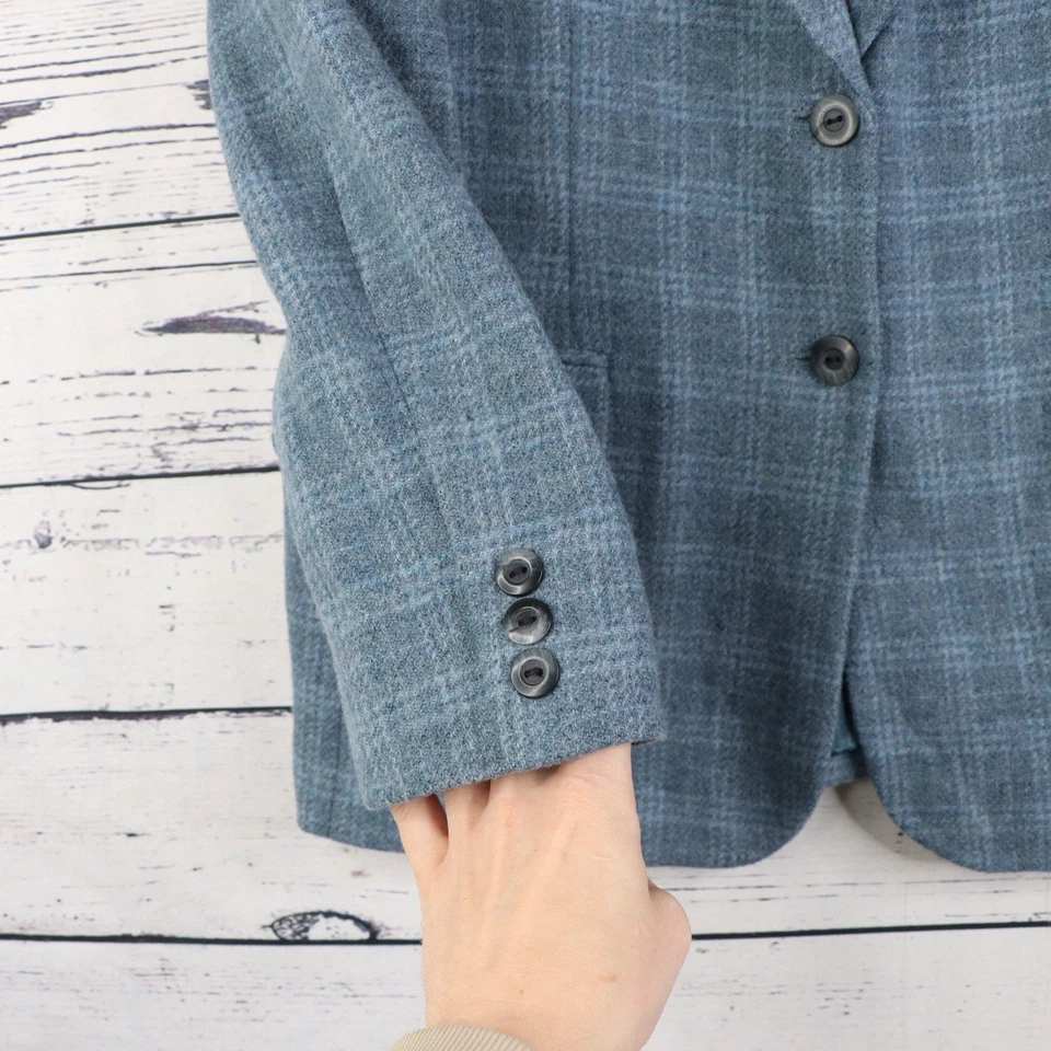 Pendleton Wool Tweed Blazer Jacket Womens UK12 Blue Plaid Smart Country Races - Image 2 of 4