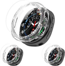 4 Pieces Glitter Bling Case Tempered Glass for Samsung Galaxy Watch 8 40mm