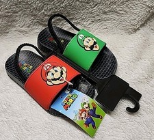 New Nintendo Super Mario Bros Toddler Slide Sandals W/ Back Strap Size 7/8 Multi