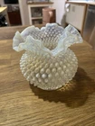 FENTON FRENCH OPALESCENT HOBNAIL 5" VASE