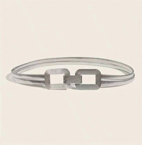 1pc Gold Double Buckle Elastic Waist Belt, Suitable For Women. This Fashionable - Picture 3 of 10
