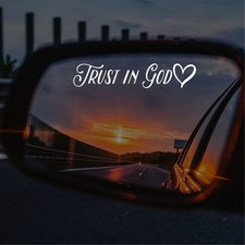 Trust in God Decal, Bible Verse Christian Gift, Rear View Mirror Sticker, Faith