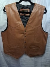 Scully Leather Vest Mens Large Brown Western Snap Front Cowboy Trucker