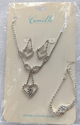 Camille Bijoux Genuine Austrian Crystal Heart Necklace, Bracelet & Earrings B22