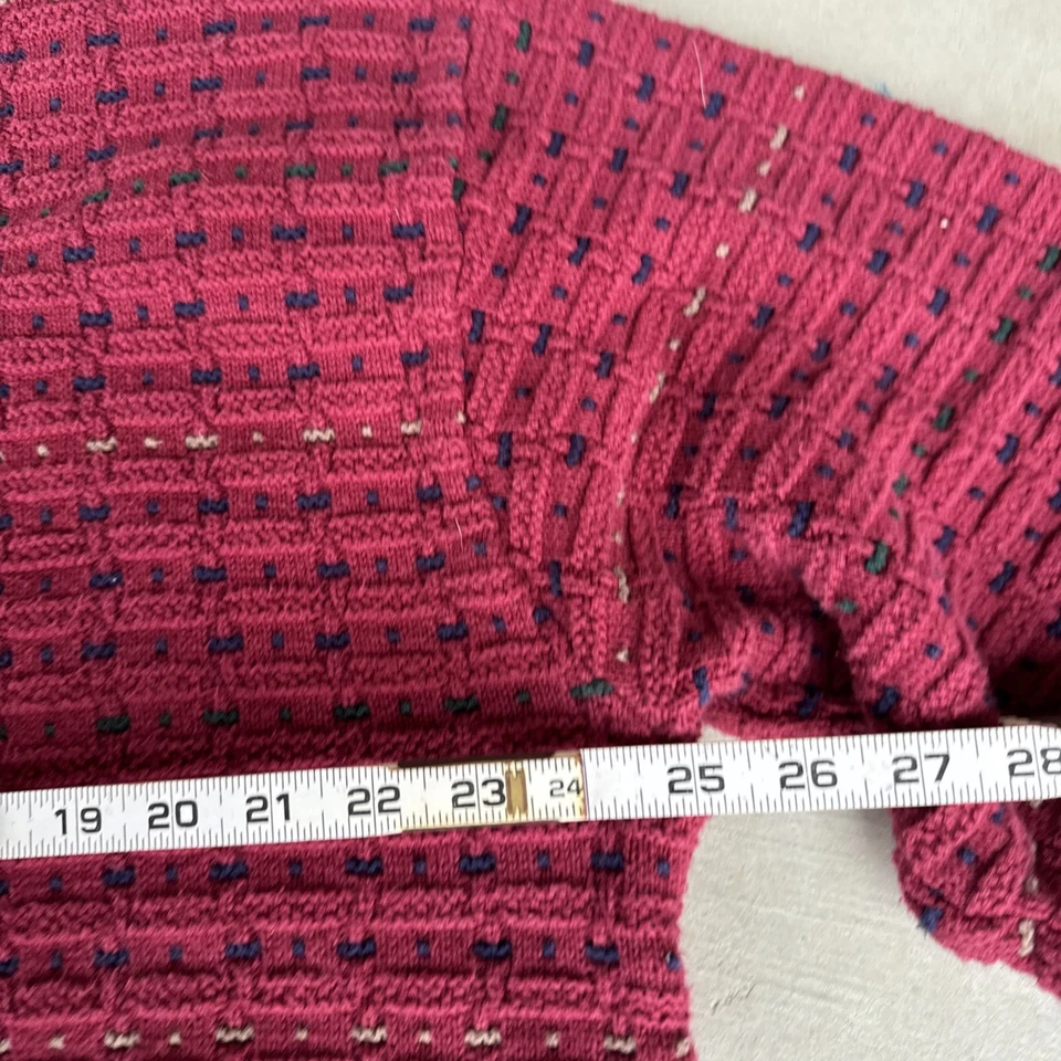 Vintage Isle of Cotton Sweater Mens XL Textured 3D Crewneck Pullover Red USA 90s - Image 4 of 4