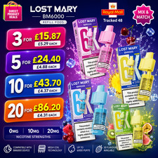 Lost Mary BM6000 Pods Refill Pack | 0mg 10mg 20mg | Genuine Lost Mary BM6000