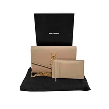 Saint Laurent Uptown Grain De Poudre Embossed Leather Bag - 7.5" x 4.7" x 1.2"