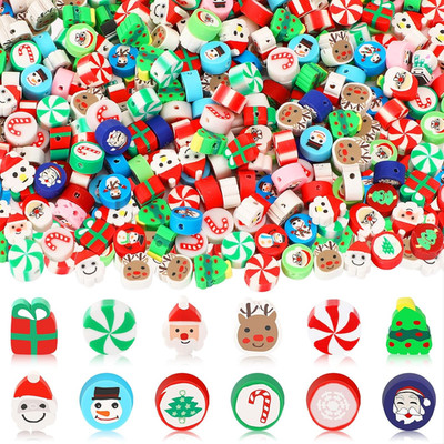 Christmas Polymer Clay Beads, 300pcs Santa Claus Snowflakes Christmas Tree Elk S