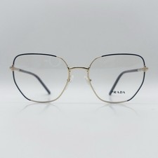 Prada Eyeglasses Women Oval Brown Gold Classic Logo Cateye VPR 60W NEW