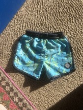 Kids/little Boys Volcom Track Short Blue Bamboo Swim Trunks W-mesh Lining 3t