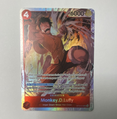 One Piece CCG Monkey D. Luffy OP02-015 Foil Alternative Art SR 6000 Power