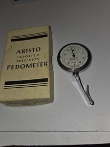 Vintage Pedometer #98 Aristo Adjustable Pace Setting Chrome w/Box Germany