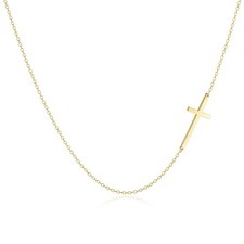 Gold Sideways Cross Necklaces for Women, Dainty Gold Plated Cross Choker Necklac