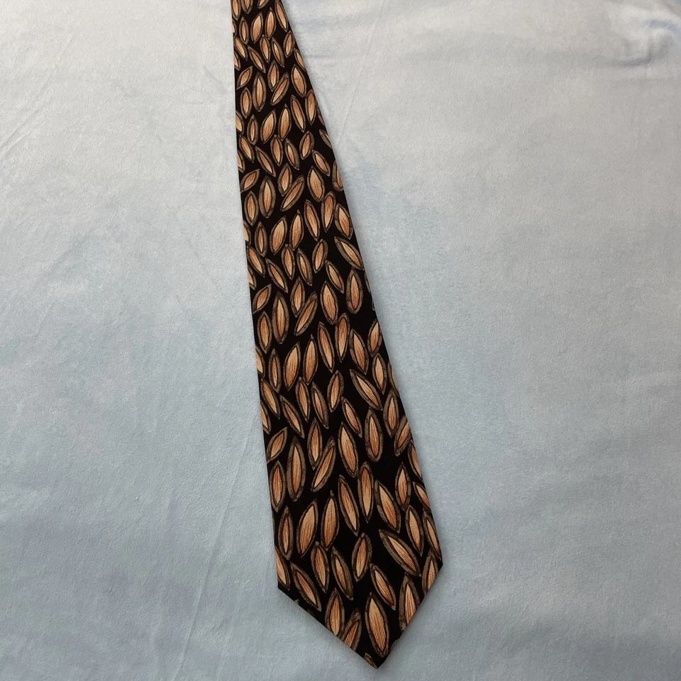 Charles Jourdan Paris Vintage Design Silk Tie black Brown Seed Statement 55” — 第 4/4 张图片
