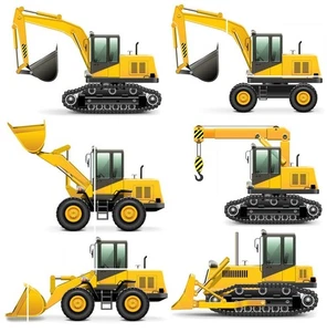 Diggers Construction Builders Excavator Heavy Self Adhesive Wall Sticker