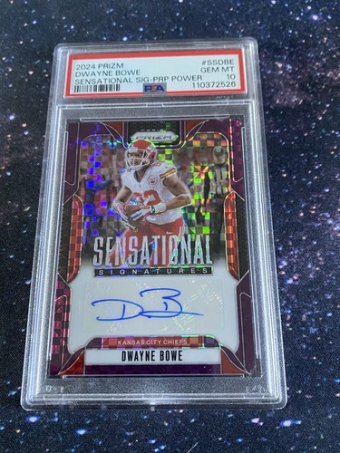 Panini 2024 Prizm Sensational Signatures Dwayne Bowe Auto #SS-DBE /49 PSA 10