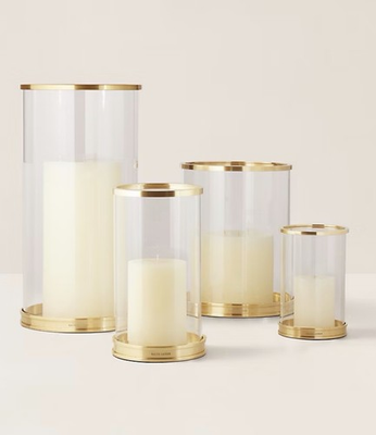 #ad NEW $695 Ralph Lauren Home Large Modern Brass Glass Hurricane Candle Sz OS $385.00