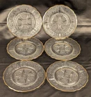 Jeanette Harp Lyre Gold Trim 7” Glass Dessert/Salad Plates Sandwich Set Of 6