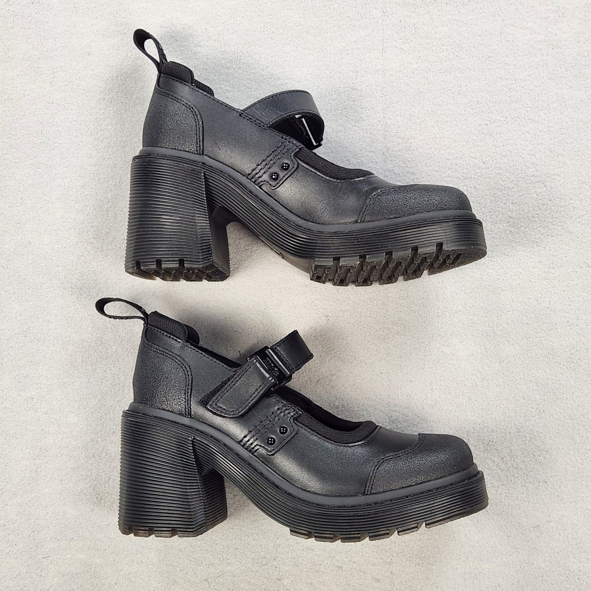 Dr Martens Mary Jane Leather Heeled Shoes Womens 8 Black Eviee