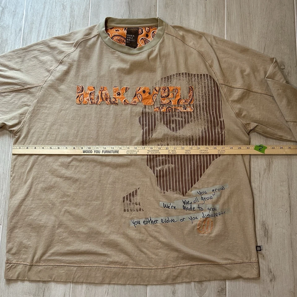 Camiseta De Colección Y2K Makaveli Marca Tupac Para Hombre 3X Raglán Manga Larga Hip Hop Foto 4 de 4