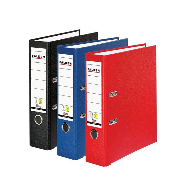 Falken 3Er Pack Pp-Color Ordner DIN A4 8Cm Farbig Sortiert Vegan Kunststoff-image