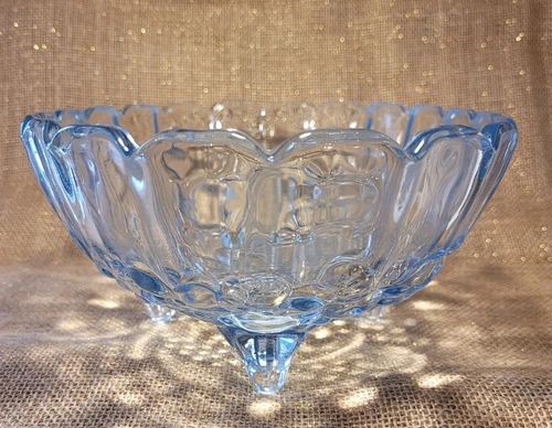 Vintage Indiana Glass Garland Blue Footed Harvest Fruit Centerpiece Bowl Large - Picture 3 of 5