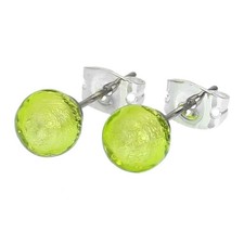 GlassOfVenice Murano Glass Tiny Stud Earrings - Apple Green